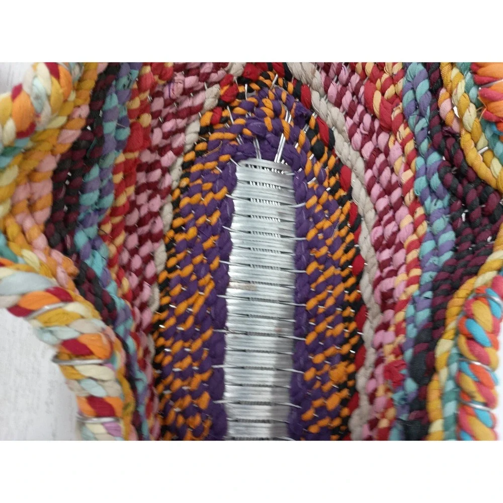 Vintage 1986 Large Fish Shaped Fruit Basket Colorful Hand Crafted Woven BOHO